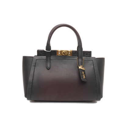 COACH TROUPE Black Leather Grooved Handbag Golden hardware-(SKU)-933725154