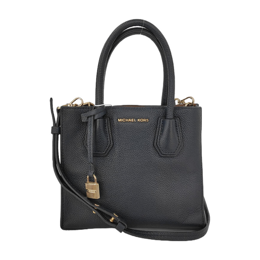 MICHAEL KORS Mercer Medium size Dark Blue Calf Leather Crossbody Shoulder Bag Tote Golden hardware Removable shoulder strap-(SKU)-943526572