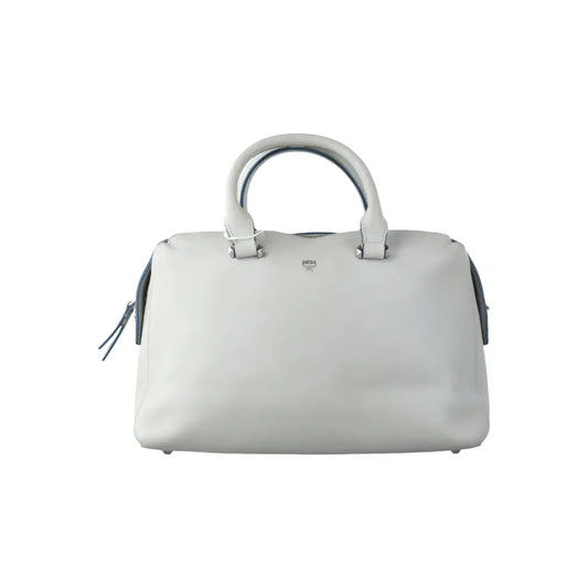 MCM ELLA Light Blue Leather Single Shoulder Bag Silver Hardware Removable shoulder strap-(SKU)-934712148