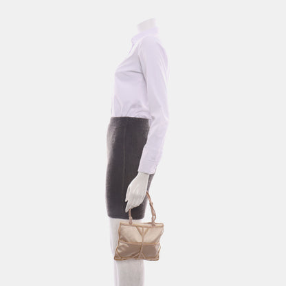 PRADA Tote bag Nude Pink Satin Tote Bag Golden hardware-(SKU)-14425412