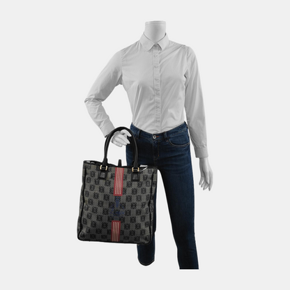 LOEWE Tote bag Gray Coated Canvas Monogram Floral Print Handbag Golden hardware-(SKU)-946029178