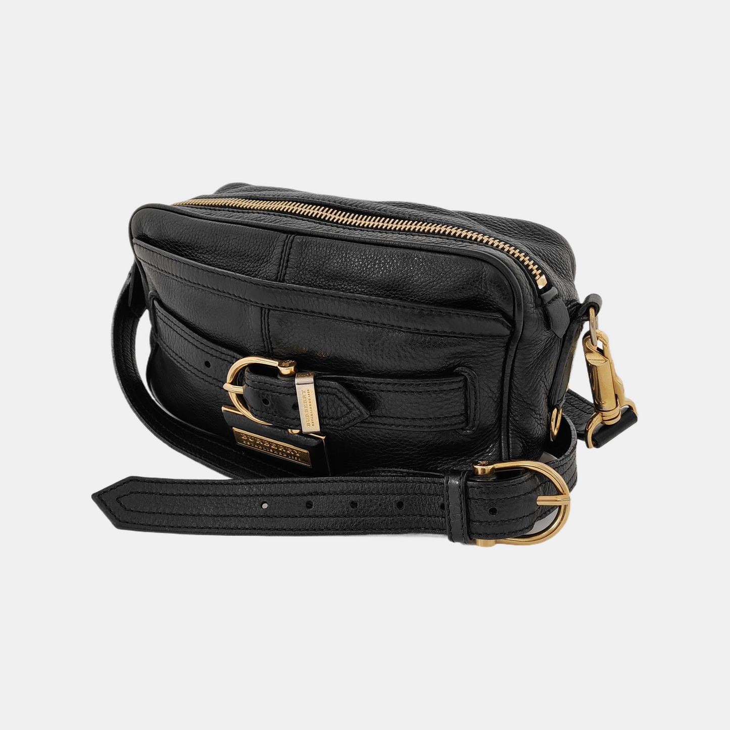 BURBERRY Black Leather Single Shoulder Bag Golden hardware-(SKU)-945938480