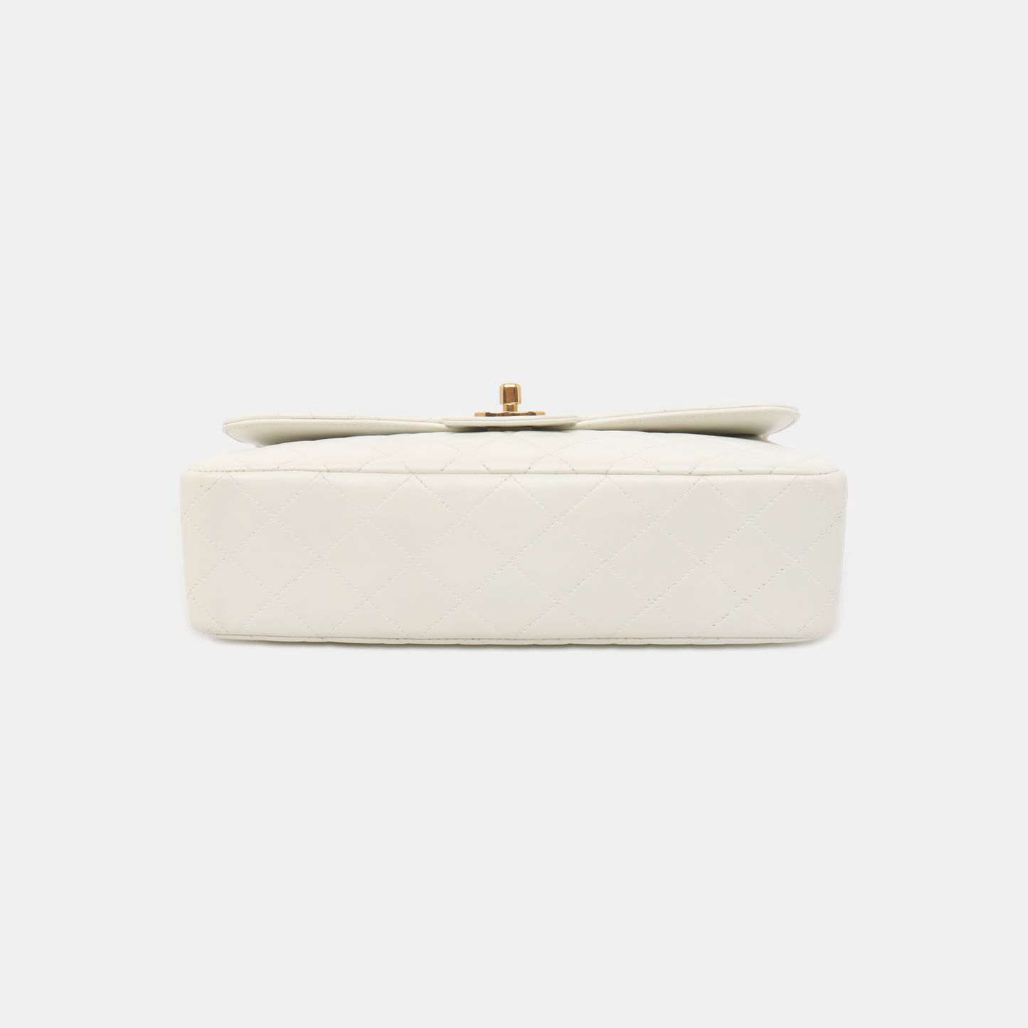 CHANEL KELLY PARENT White Calfskin Quilted Handbag with Gold Hardware, Vintage-(SKU)-931087336