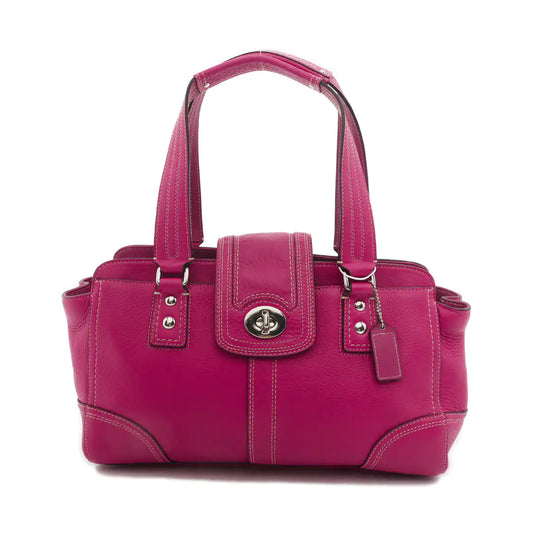 COACH Tote bag Hot Pink Leather Shoulder and Handbag Silver Hardware-(SKU)-933278329