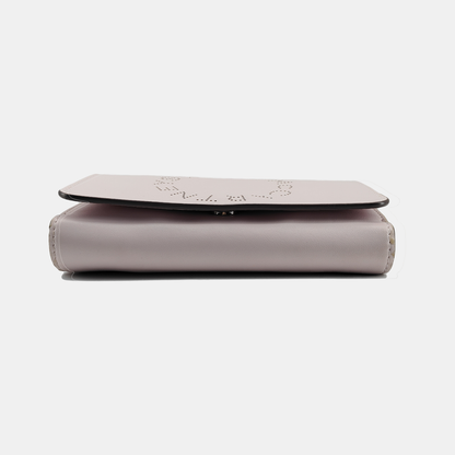 STELLA McCARTNEY Stella Logo Purple Leather Cutout Crossbody Shoulder Handbag Clutch Silver Hardware Removable shoulder strap-(SKU)-940252435