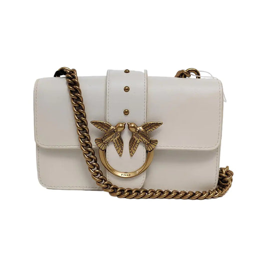 PINKO mini White Cowhide Studs Crossbody Bag Shoulder Bag Golden hardware-(SKU)-944690837