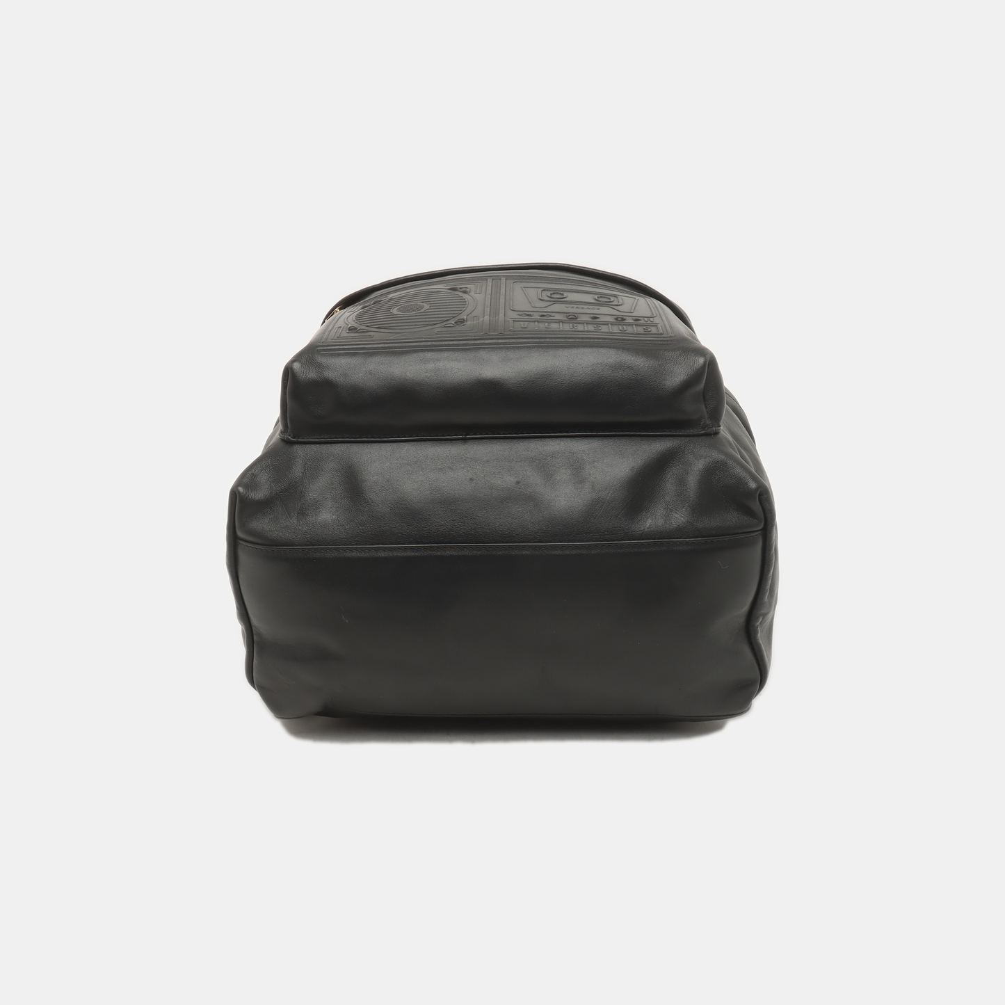 VERSUS VERSACE Black Leather Backpack Golden hardware-(SKU)-939542774