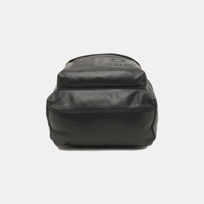 VERSUS VERSACE Black Leather Backpack Golden hardware-(SKU)-939542774