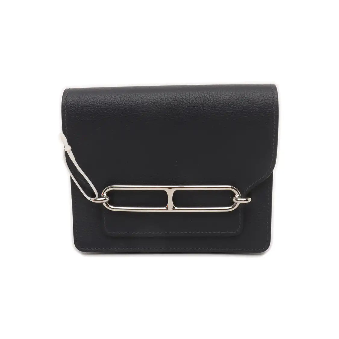 HERMÈS Roulis Slim Midnight Blue Evercolor Calfskin Piggy Wallet with Silver Hardware and Z Stamp-(SKU)-928394634