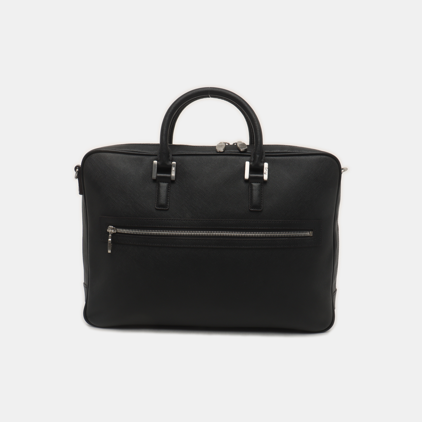MCM Black Leather Single Shoulder Bag Handbag Crossbody Silver Hardware Removable shoulder strap-(SKU)-935548378