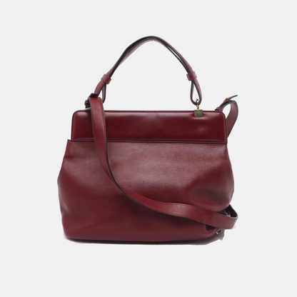 BVLGARI ISABELLA ROSSELLINI Burgundy Cowhide Single Shoulder Bag Handbag Crossbody Golden hardware Removable shoulder strap-(SKU)-931850112