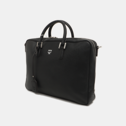 MCM Black Leather Single Shoulder Bag Handbag Crossbody Silver Hardware Removable shoulder strap-(SKU)-935548378