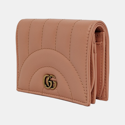 GUCCI GG Marmont Nude Pink Cow Leather Quilted Wallet Golden hardware-(SKU)-939800191