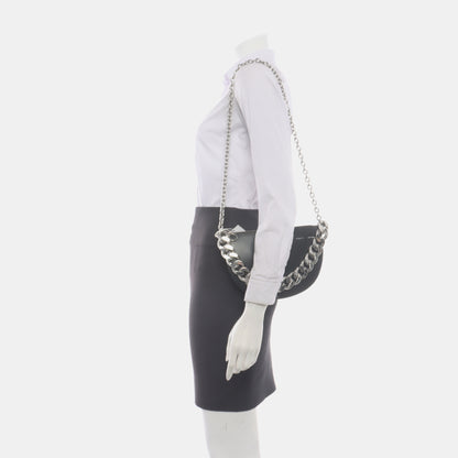 Kara Black Cowhide Single Shoulder Bag Tote Bag Silver Hardware-(SKU)-934780110