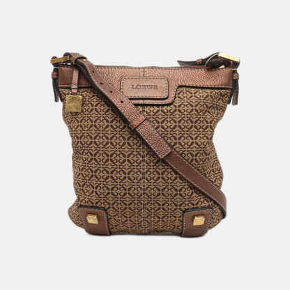 LOEWE Khaki Canvas Monogram Jacquard Single Shoulder Bag Golden hardware-(SKU)-14484696