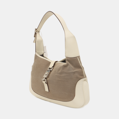 GUCCI Bardot Ebony Coated Canvas Single Shoulder Bag Handbag Silver Hardware-(SKU)-939776202