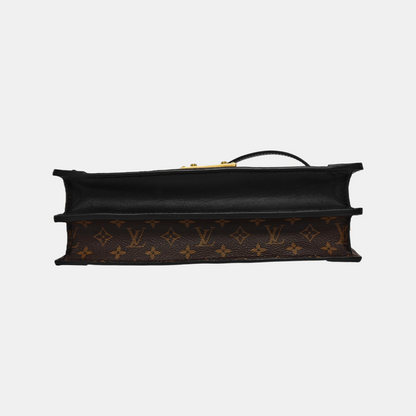 LOUIS VUITTON TRUNK Brown Coated Canvas Monogram Crossbody Bag Shoulder Bag Golden Hardware Removable Strap Accessories Included-(SKU)-943345800