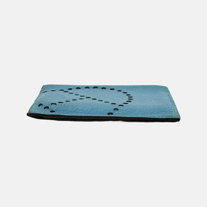 HERMÈS Tanzanian BlueChèvre MysoreGoat Leather Card Case 🄾stamp-(SKU)-944678521