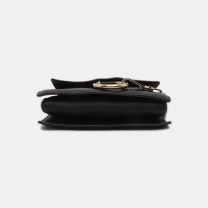 Chloé Faye Small size Black Leather Crossbody Bag Single Shoulder Bag Golden hardware-(SKU)-929268021