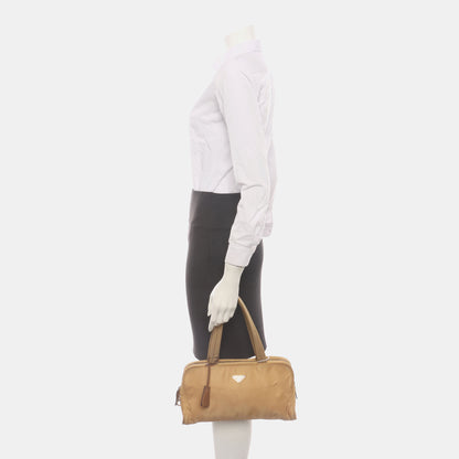 PRADA Tote bag Khaki Leather Logo Handbag Golden hardware-(SKU)-937766784