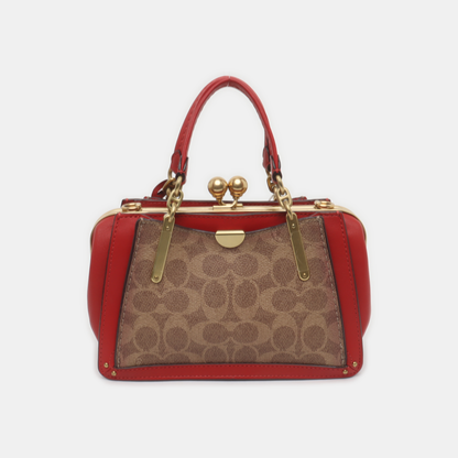 COACH DREAMER 21 Color Block Coated Canvas Crossbody Bag Tote Bag Single Shoulder Bag Golden hardware Removable shoulder strap-(SKU)-935605696