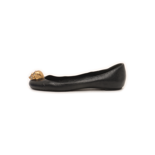Alexander McQUEEN 35.5code Spring/Autumn Black Leather Women's Low-Cut Low-Heel Loafers-(SKU)-939893716