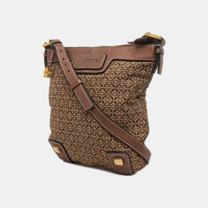 LOEWE Khaki Canvas Monogram Jacquard Single Shoulder Bag Golden hardware-(SKU)-14484696