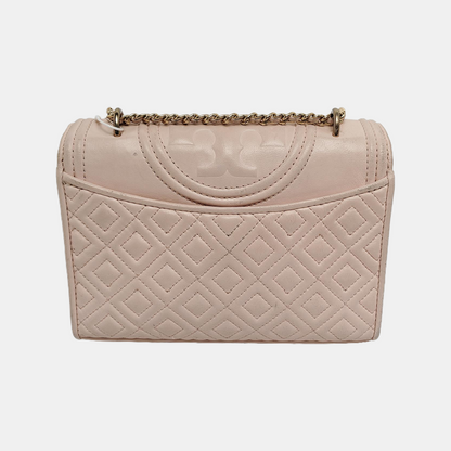 TORY BURCH Fleming Small size Pink Sheepskin Quilted Crossbody Bag Single Shoulder Bag Golden hardware-(SKU)-942795679