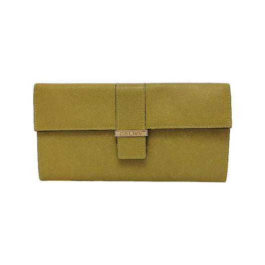 CELINE Yellow Cow Leather Embossed Wallet Golden hardware-(SKU)-944838717