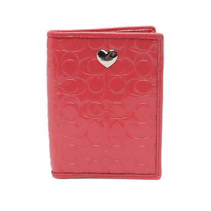 COACH Pink Patent Leather Old Flower Embossed Wallet Silver Hardware Vintage model-(SKU)-12674757