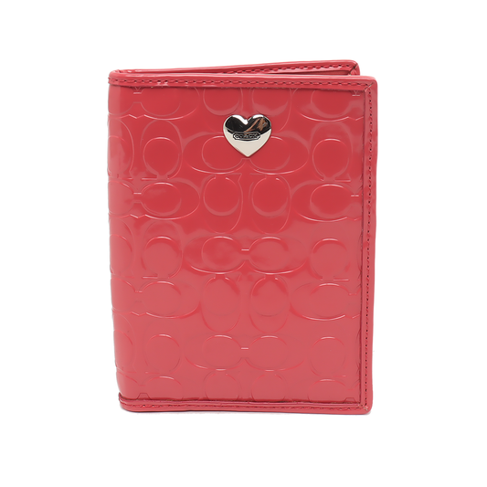 COACH Pink Patent Leather Old Flower Embossed Wallet Silver Hardware Vintage model-(SKU)-12674757