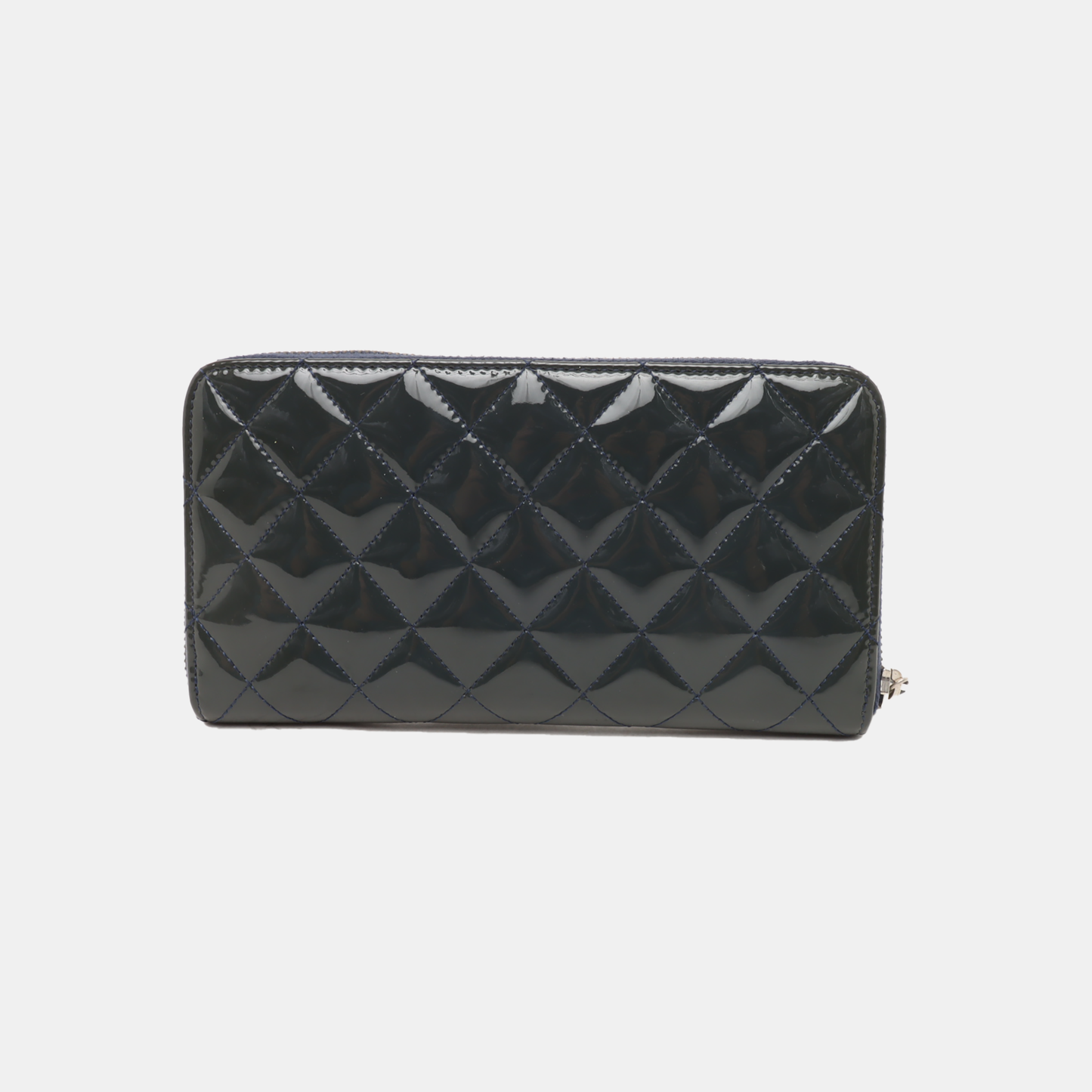 CHANEL ZIPPY深蓝色漆皮菱格纹,绗缝钱包 20nan-(SKU)-938651990