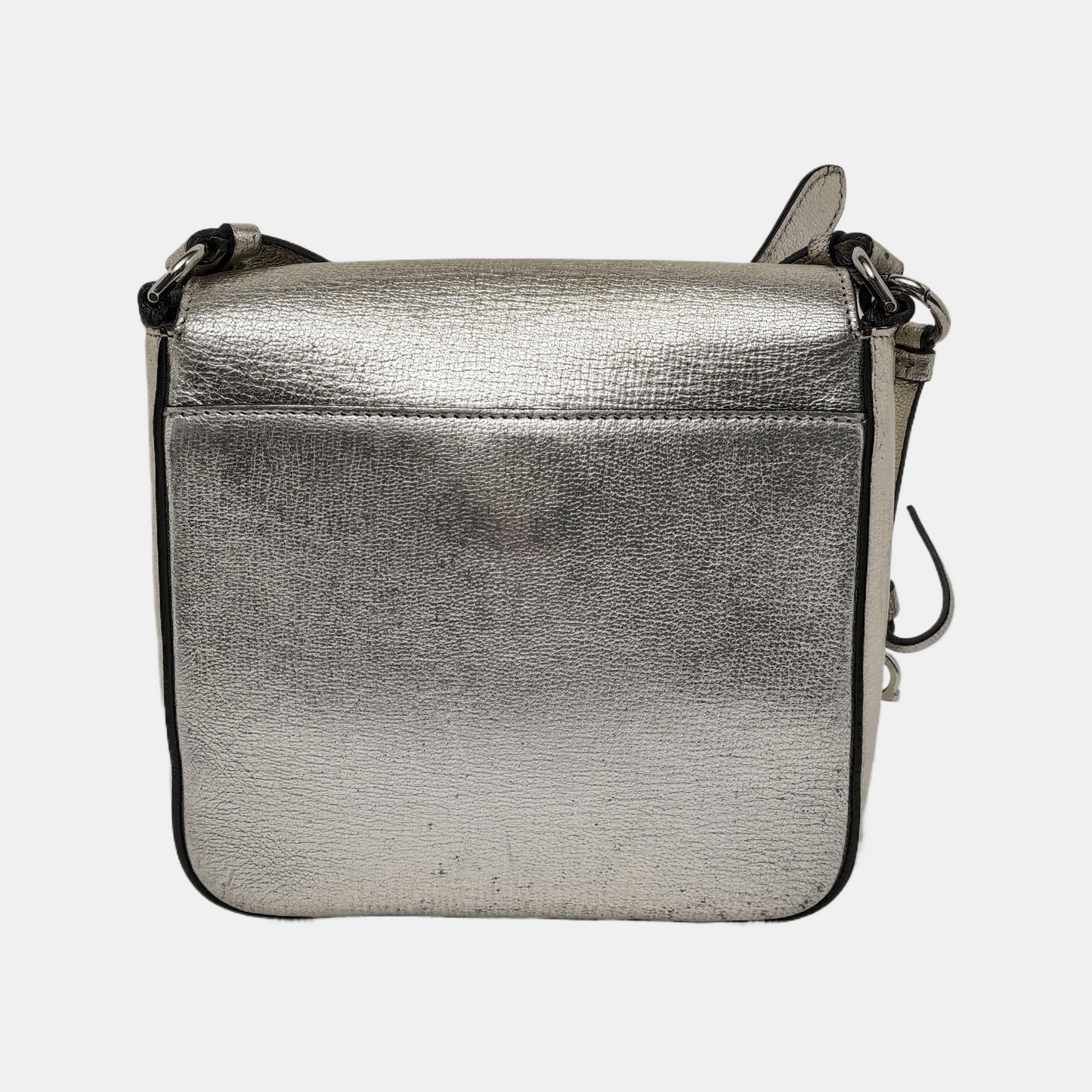 FERRAGAMO Silver Cowhide Crossbody Bag Shoulder Bag Silver Hardware-(SKU)-944296503