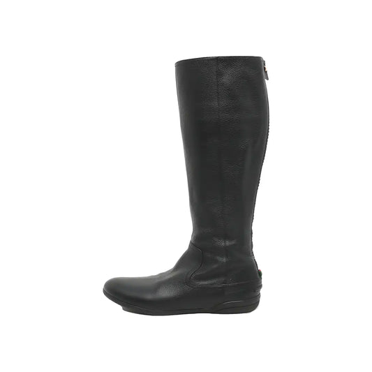 GUCCI 36code Autumn Winter Black Leather Women's Tall Boots-(SKU)-933739964