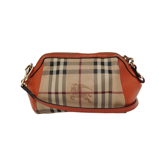 BURBERRY Beige Coated Canvas Warhorse Plaid Single Shoulder Bag Clutch Crossbody Golden hardware Removable shoulder strap-(SKU)-941127528