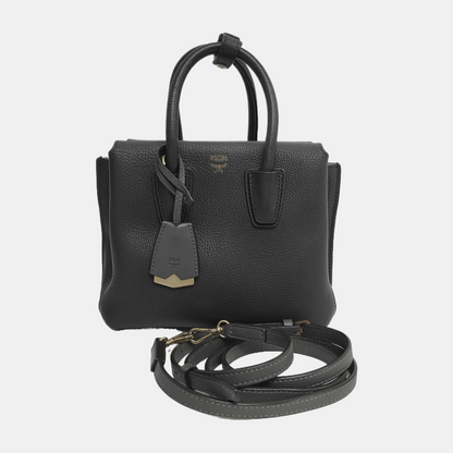 MCM Milla mini Gray Leather Crossbody Shoulder Bag Tote Golden hardware Removable shoulder strap-(SKU)-942273074