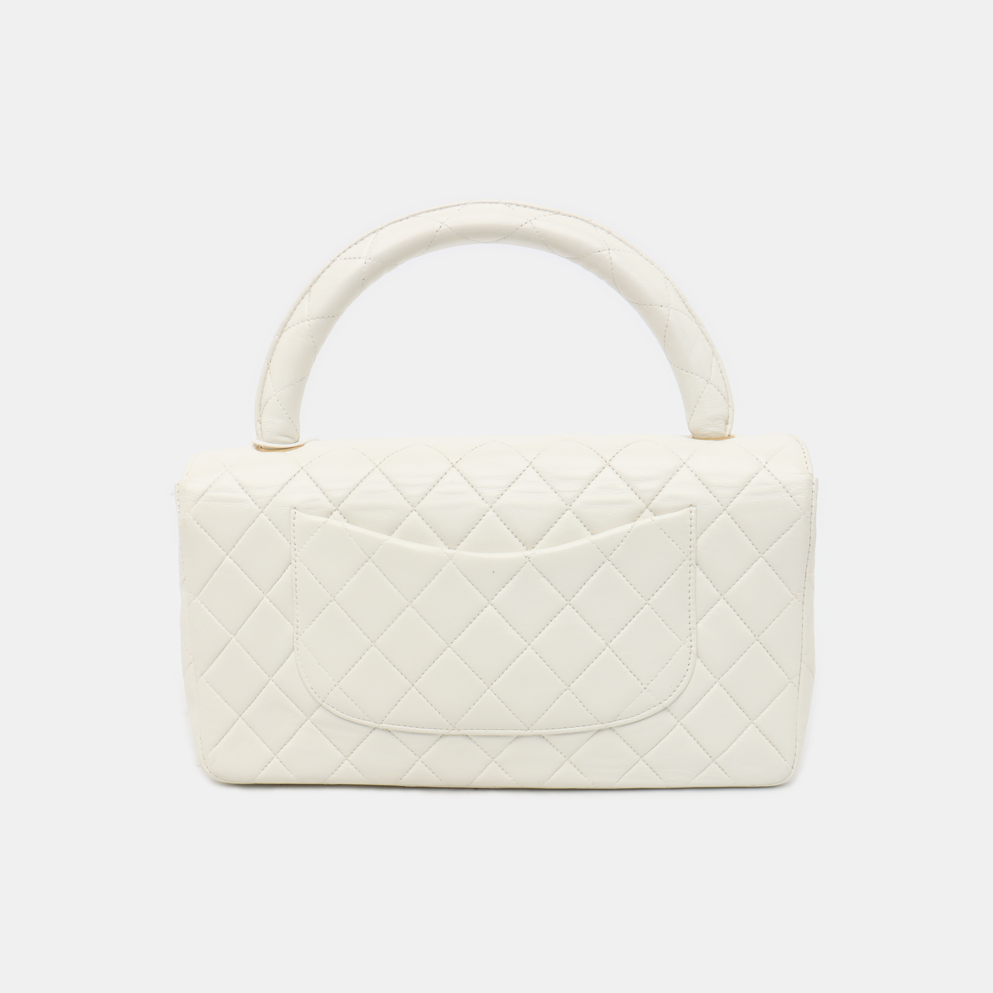 CHANEL KELLY PARENT White Calfskin Quilted Handbag with Gold Hardware, Vintage-(SKU)-931087336