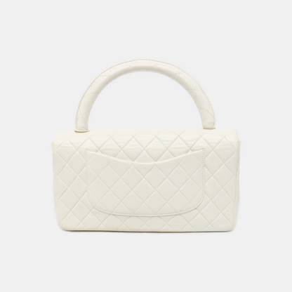 CHANEL KELLY PARENT White Calfskin Quilted Handbag with Gold Hardware, Vintage-(SKU)-931087336