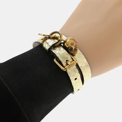 Alexander McQUEEN Gold Leather Alloy Bracelet Length41cm-(SKU)-929516837