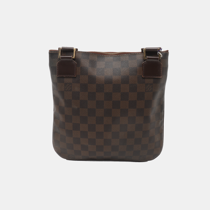 LOUIS VUITTON Brown Coated Canvas Checkered Single Shoulder Bag Crossbody Golden hardware-(SKU)-928779236