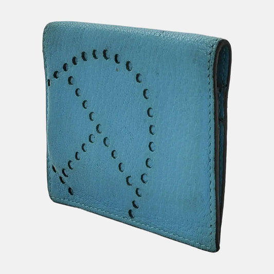 HERMÈS Tanzanian BlueChèvre MysoreGoat Leather Card Case 🄾stamp-(SKU)-944678521