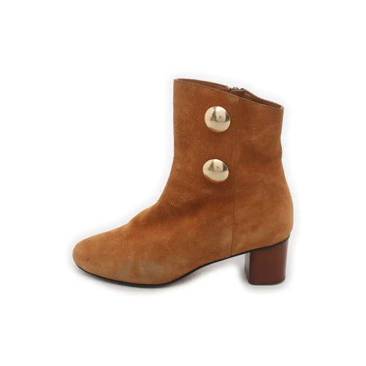 Chloé 36.5code Light Brown Nubuck Women's Mid-Heel Shoes-(SKU)-14487021