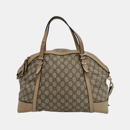 GUCCI GG Supreme Khaki Coated Canvas Monogrammed Single Shoulder Bag Tote Golden hardware Removable shoulder strap-(SKU)-944985050
