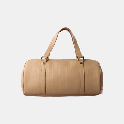 CELINE Beige Leather Embossed Handbag Golden hardware-(SKU)-14139543