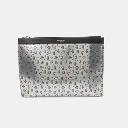 YSL Silver Cowhide Printed Handbag Silver Hardware-(SKU)-935155729