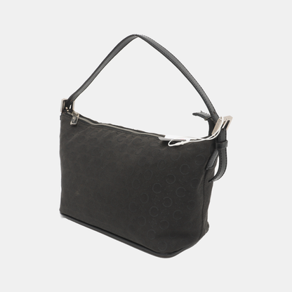 CELINE Black Fabric Triumph Handbag Single Shoulder Bag Silver Hardware Removable shoulder strap-(SKU)-934885209