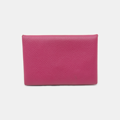 HERMÈS Calvi Magnolia PinkEpsom牛皮卡包 Silver Hardware Astamp-(SKU)-937045587