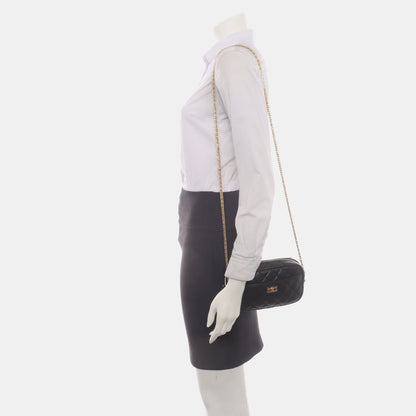 CHANEL 2.55 Mini Black Calfskin Quilted Shoulder Bag with Gold Hardware, 27 Clutch-(SKU)-935562436