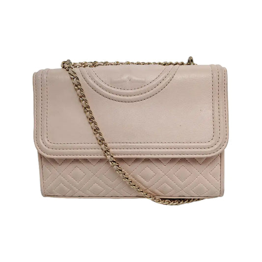 TORY BURCH Fleming Small size Pink Sheepskin Quilted Crossbody Bag Single Shoulder Bag Golden hardware-(SKU)-942795679