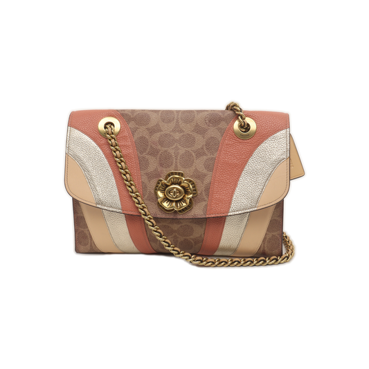COACH PARKER 26 Multicolor Coated Canvas Monogram Camellia Crossbody Shoulder Bag Golden hardware-(SKU)-939985782